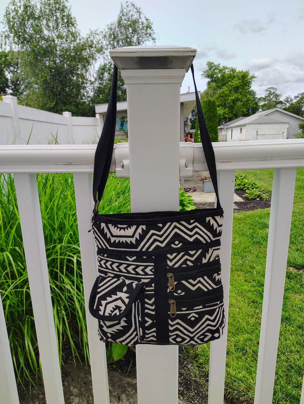 Black & White Patterned Crossbody Bag